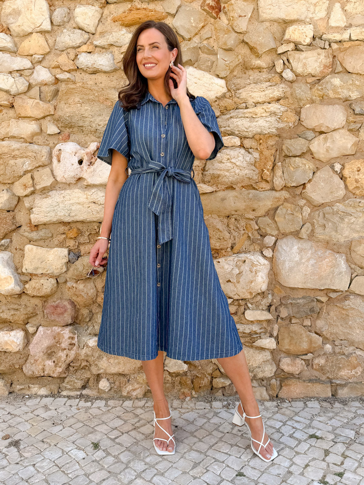 Mel Denim Shirt Dress - Denim Pinstripe