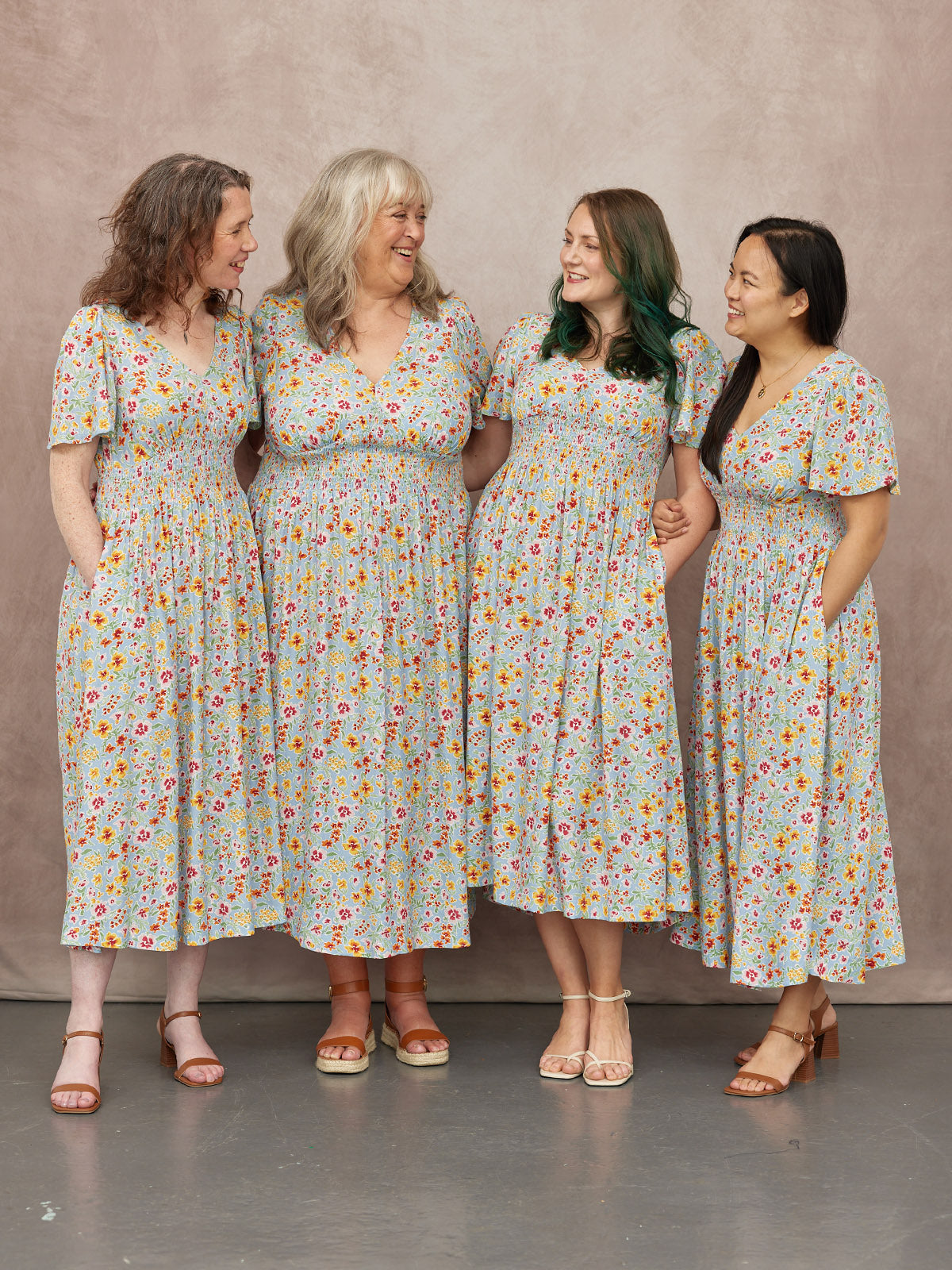 Maddie Short Sleeve Dress -  Light Blue Floral Print