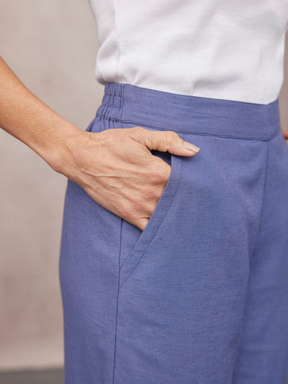 Verity Embroidered Trouser - Blue