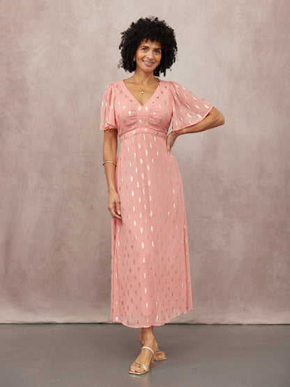 Helena Lurex Dress - Pink & Gold
