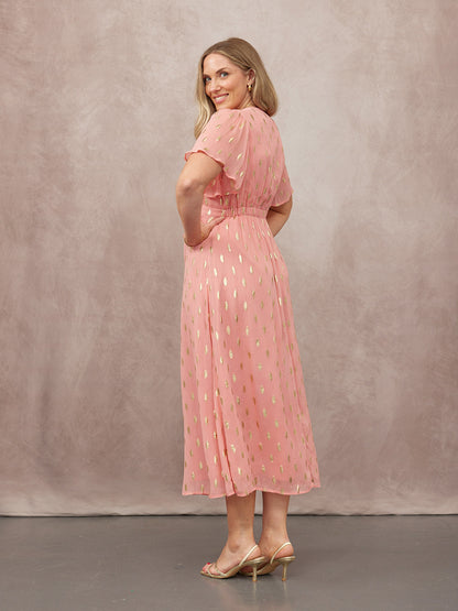 Helena Lurex Dress - Pink & Gold