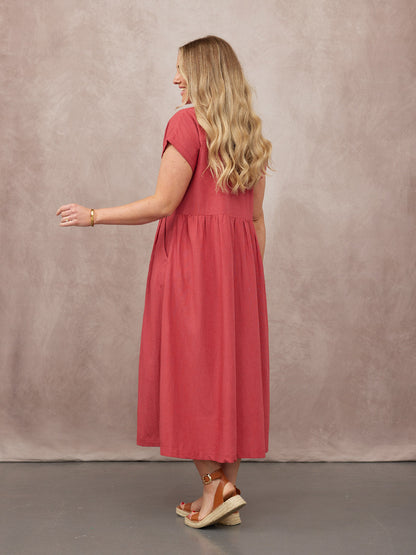 Rhiona Linen Shirt Dress - Rose