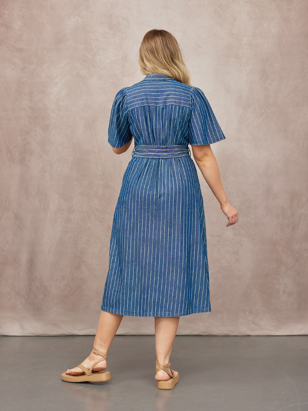 Mel Denim Shirt Dress - Denim Pinstripe