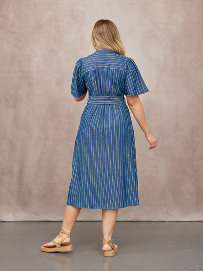 Mel Denim Shirt Dress - Denim Pinstripe