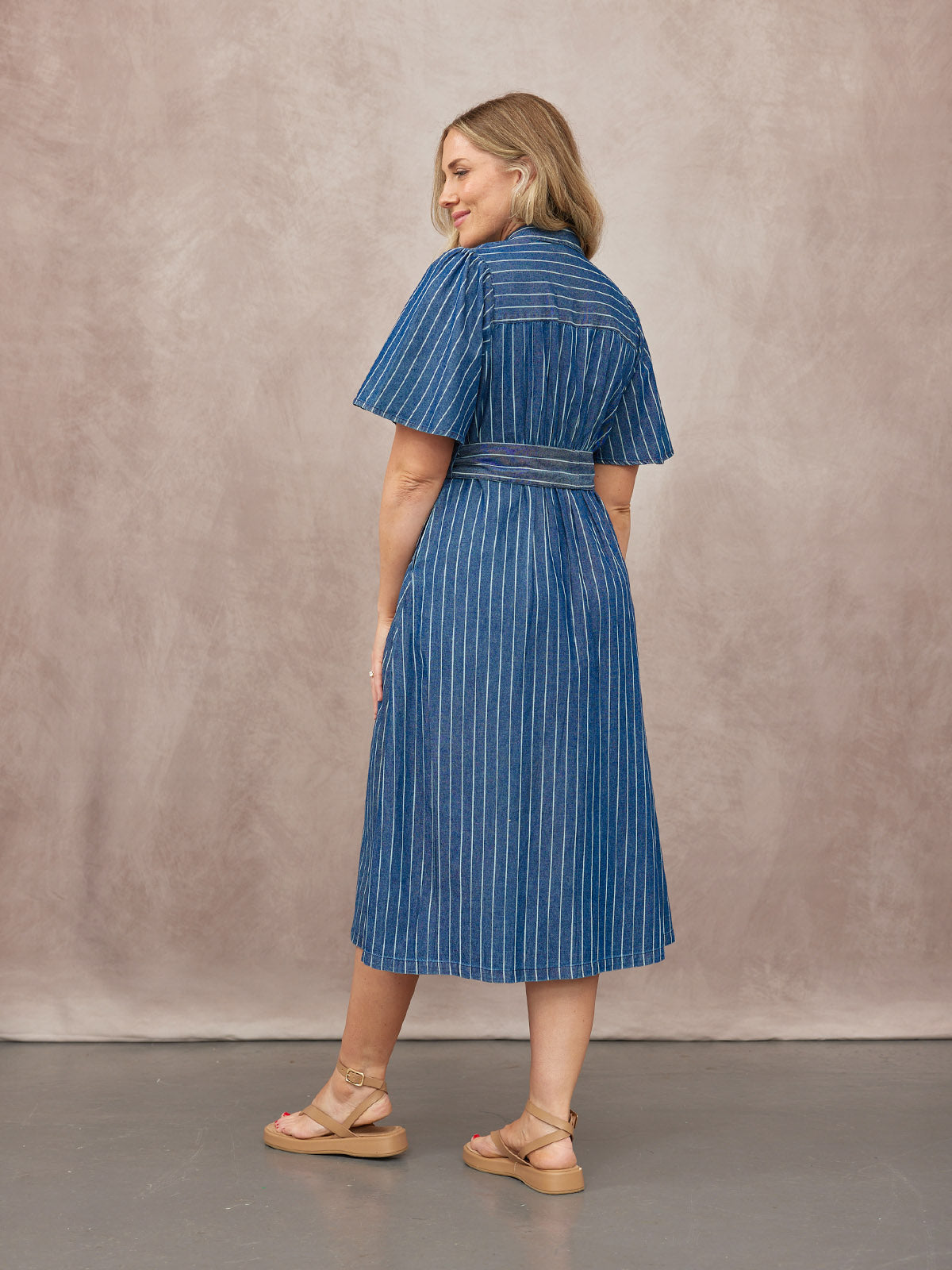 Mel Denim Shirt Dress - Denim Pinstripe