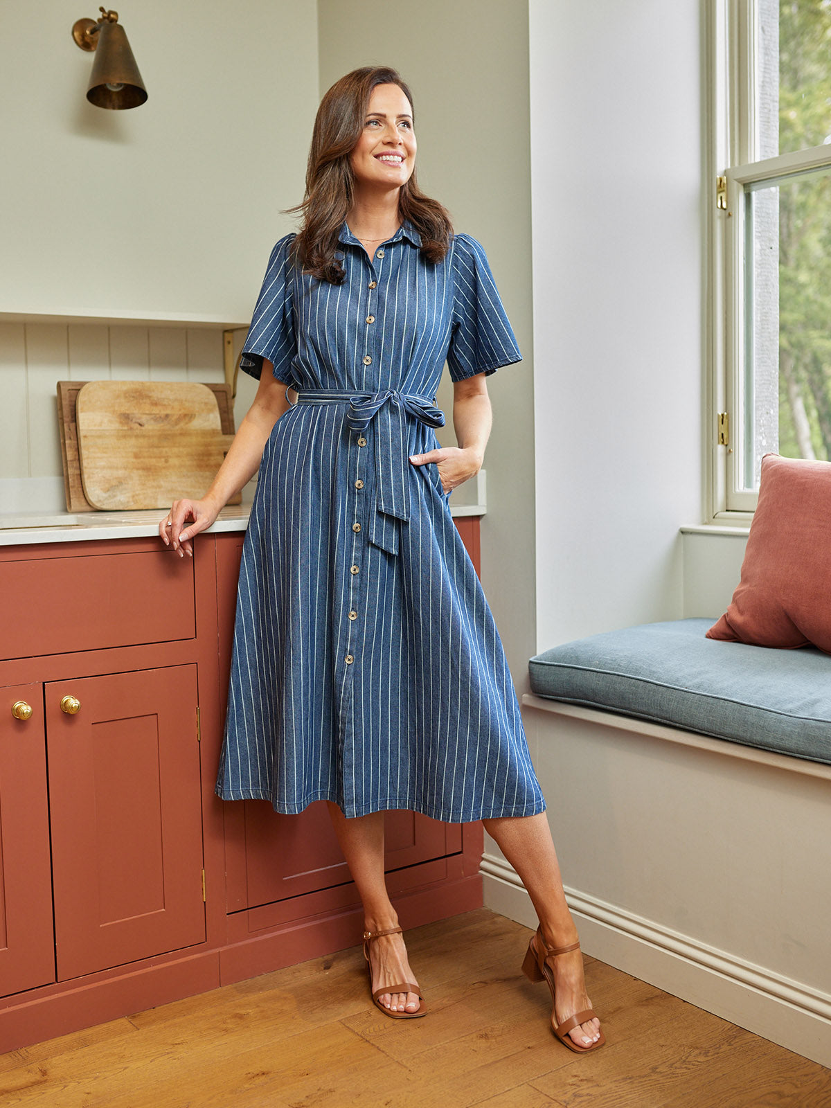 Mel Denim Shirt Dress - Denim Pinstripe