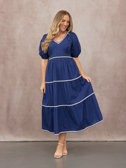 Nelly Ric Rac Dress - Navy & White