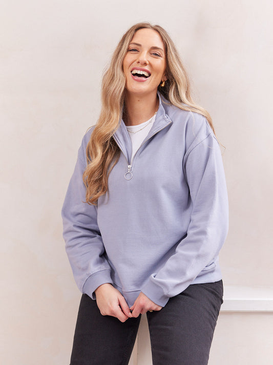 Evie Zip Sweatshirt - Lilac