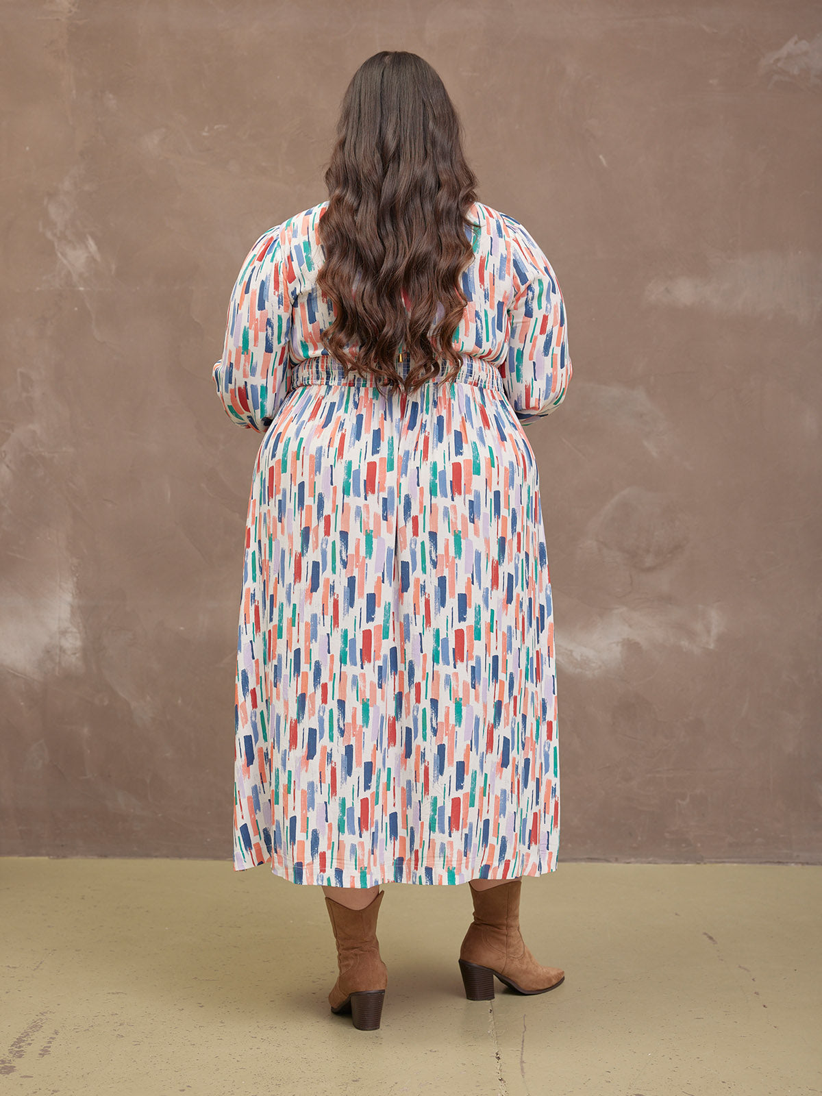 Vera Midi Dress - Brushstroke