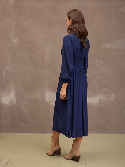 Maddie V-Neck Dress - Navy