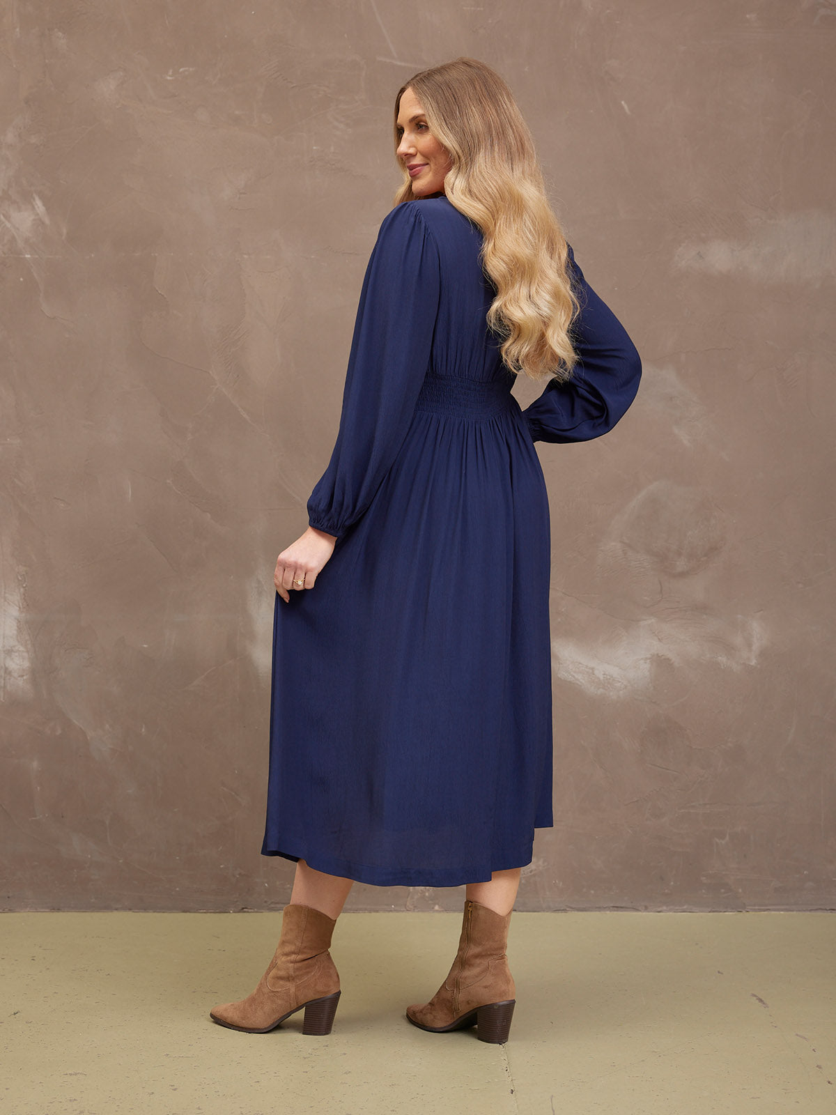 Maddie V-Neck Dress - Navy