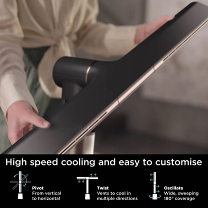 TurboBlade Bladeless Tower Fan – 20m Airflow, 10 Speeds, 180° Oscillation & Remote