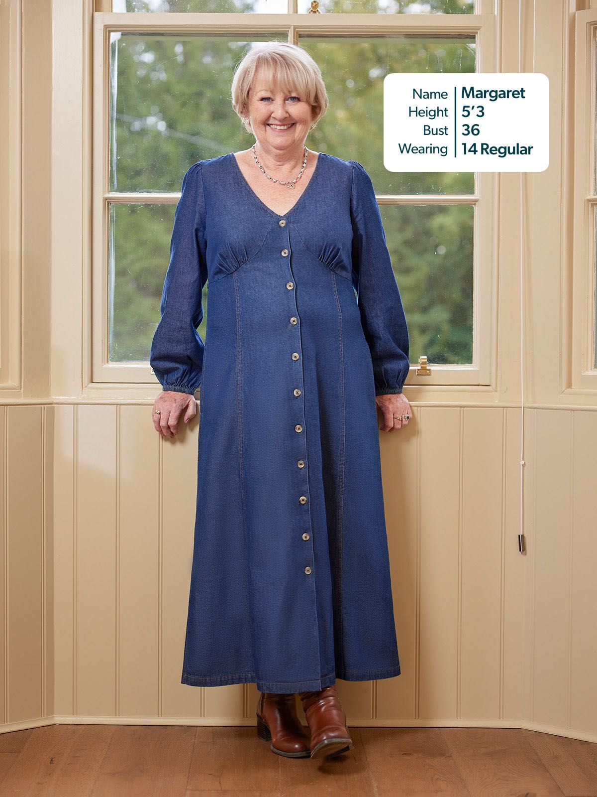 Anne - Button Through Denim Dress