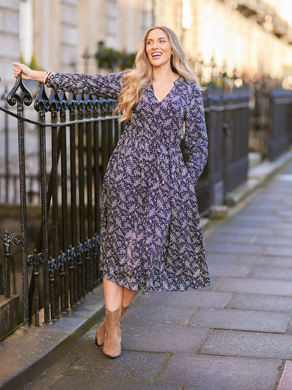 Ashleigh Shirt Dress - Navy Floral Print
