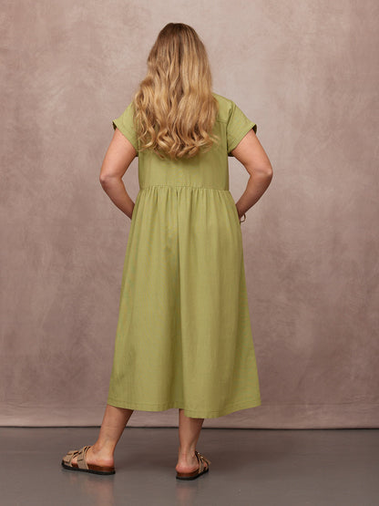 Rhiona Linen Shirt Dress - Olive