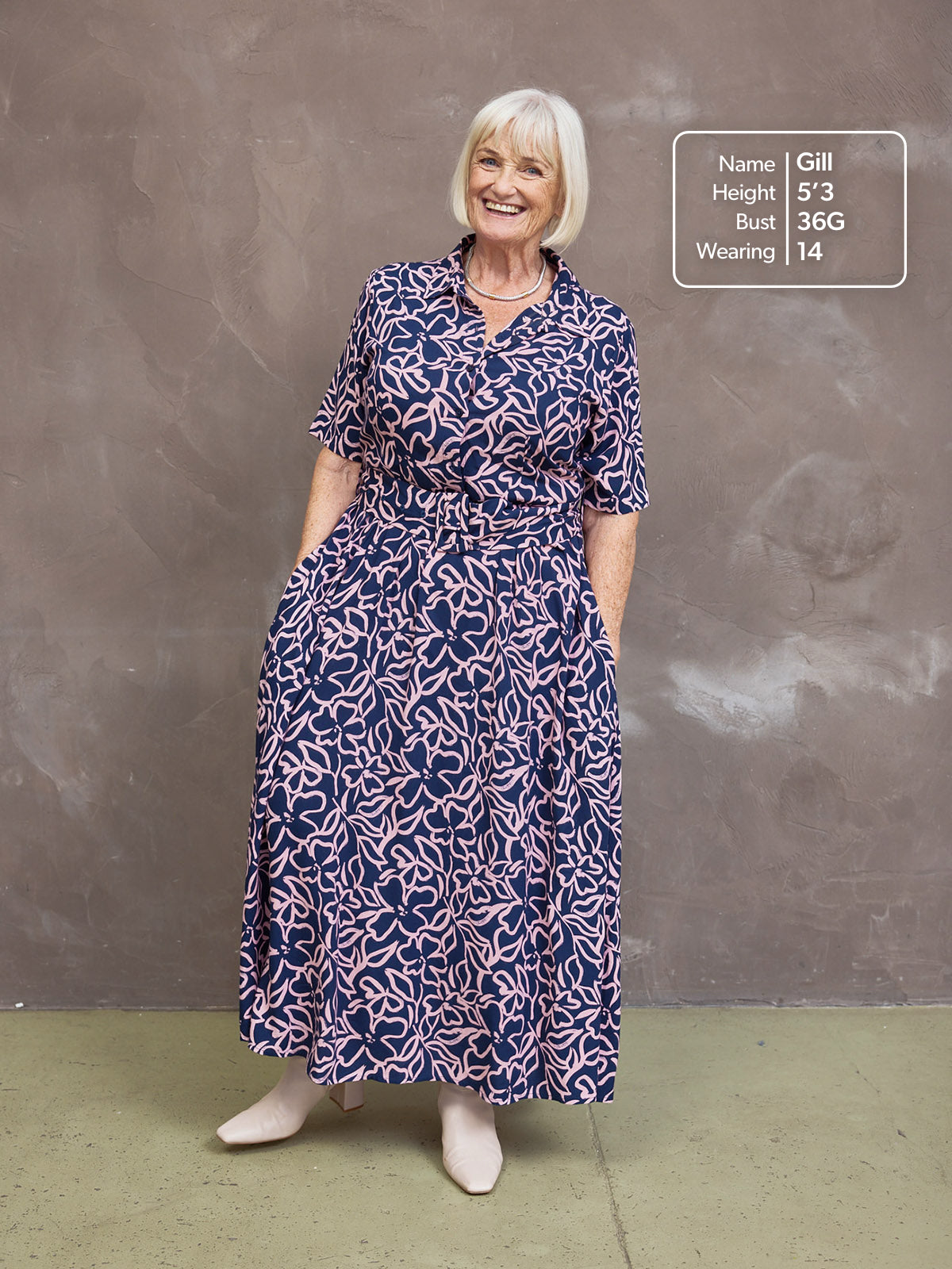 Camilla Dress - Navy Linear Floral