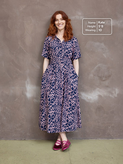 Camilla Dress - Navy Linear Floral