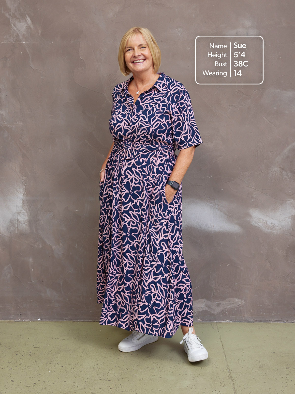 Camilla Dress - Navy Linear Floral