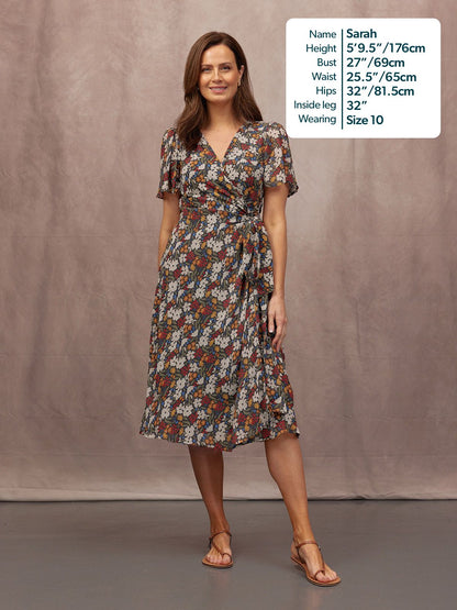 Dana Wrap Dress - Multi Painted Floral Print