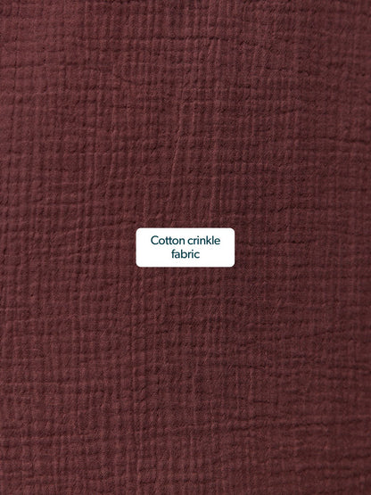 Deborah Oversized Cotton Crinkle Shirt - Brown