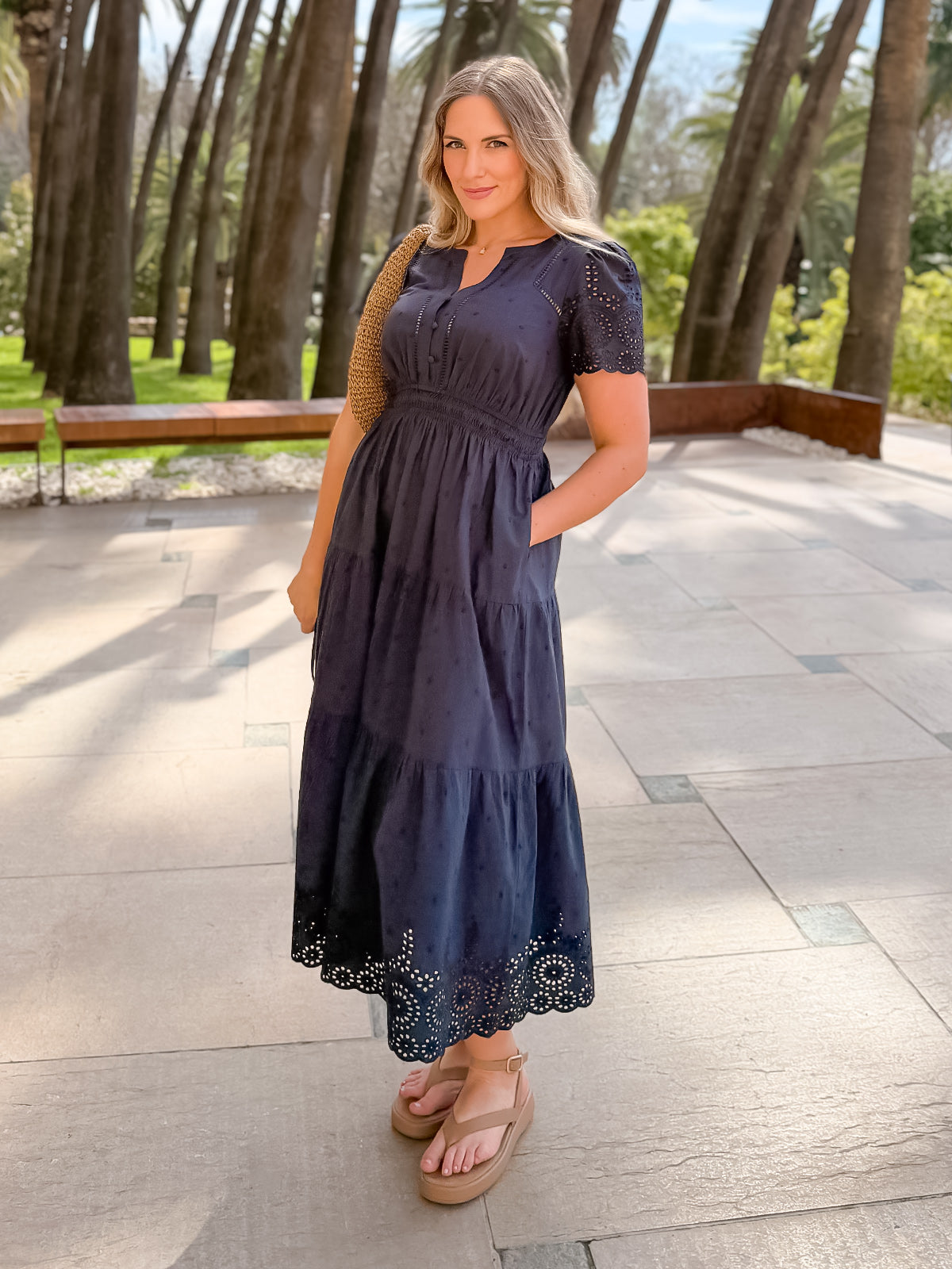 Georgie Cotton Summer Dress - Dark Navy