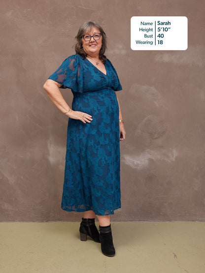 Helena Short Sleeve Jacquard Dress - Floral