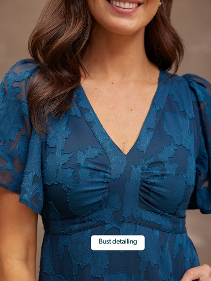 Helena Short Sleeve Jacquard Dress - Floral