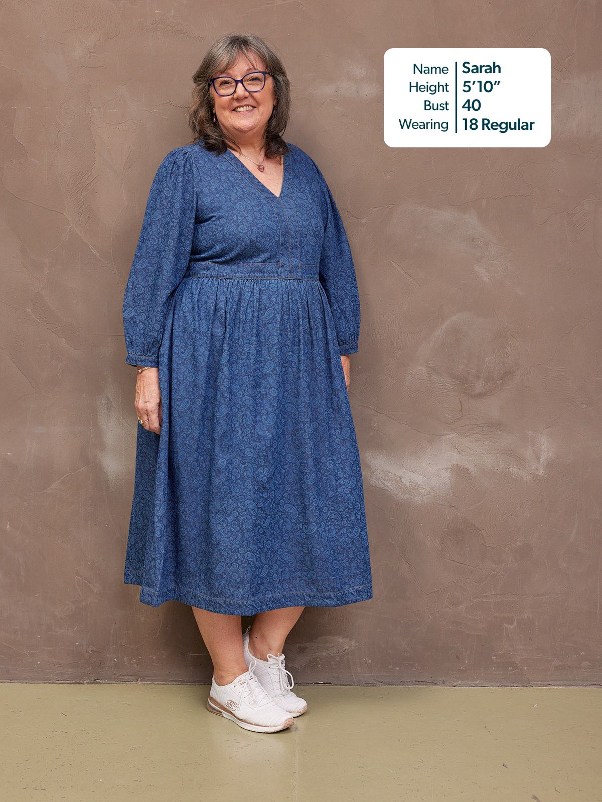 Jessica V-Neck Denim Dress - Printed Paisley