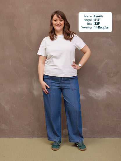 Lynn Drawcord Waist Trouser - Denim