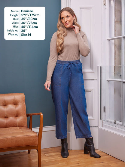 Lynn Drawcord Waist Trouser - Denim