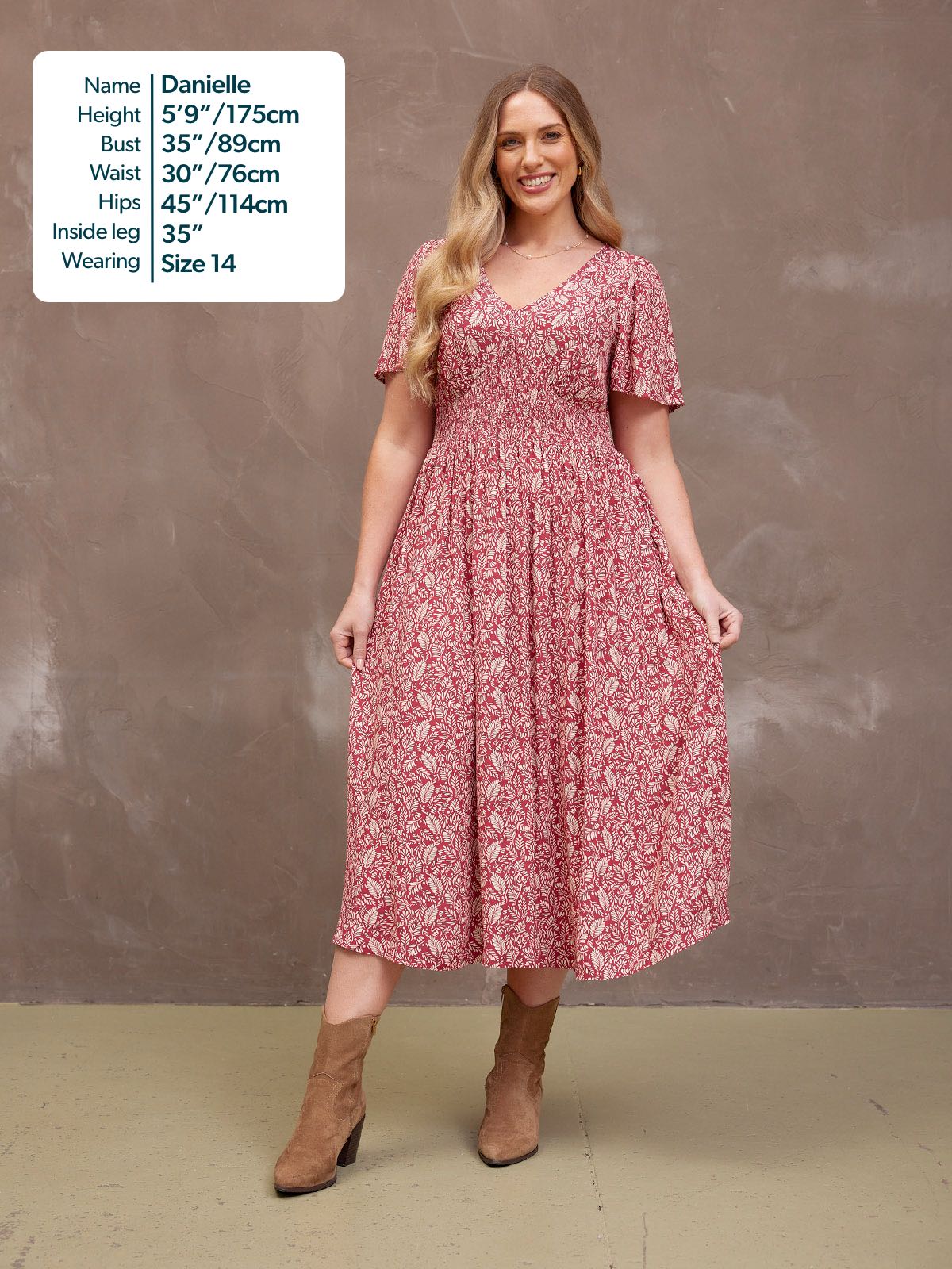 Maddie Short Sleeve Dress - Maroon Leaf Print
