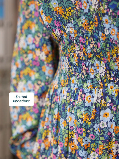Maddie V-Neck Dress - Multi Coloured Floral