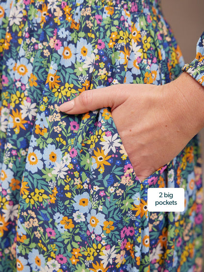 Maddie V-Neck Dress - Multi Coloured Floral
