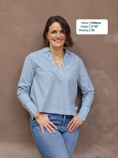 Maria Stripe Shirt - Blue and White