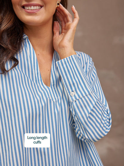 Maria Stripe Shirt - Blue and White