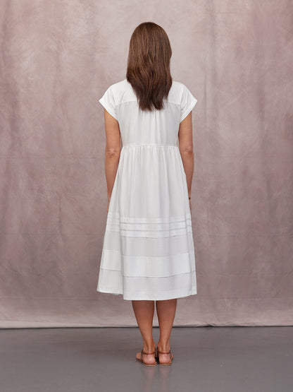 Rhiona Tuck Detail Shirt Dress - White