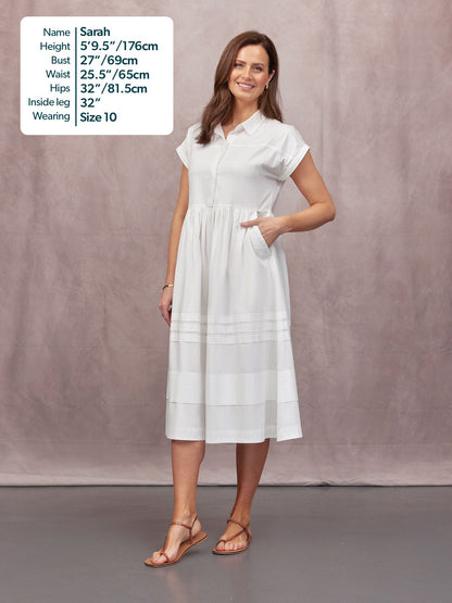 Rhiona Tuck Detail Shirt Dress - White