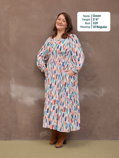 Vera Midi Dress - Brushstroke