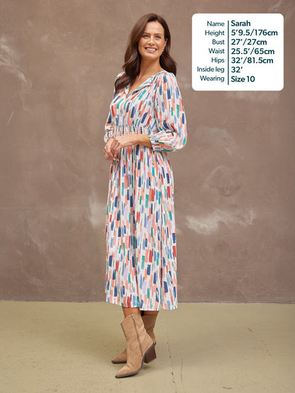 Vera Midi Dress - Brushstroke