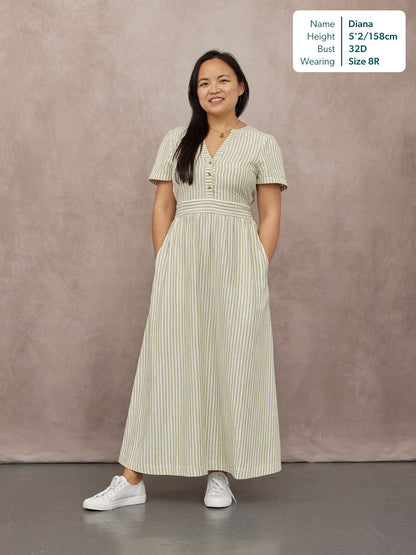 Diana Stripe Dress - Green & White