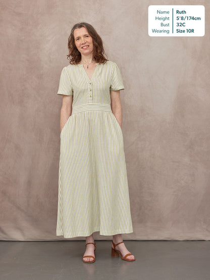 Diana Stripe Dress - Green & White
