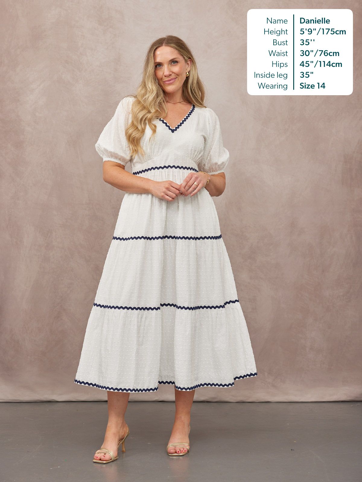 Nelly Ric Rac Dress - White & Navy