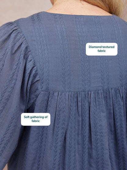 Edith Textured Relaxed Top - Blue