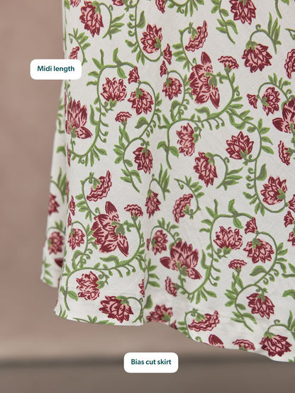 Linny Contrast Trim Dress - Pink Floral Print