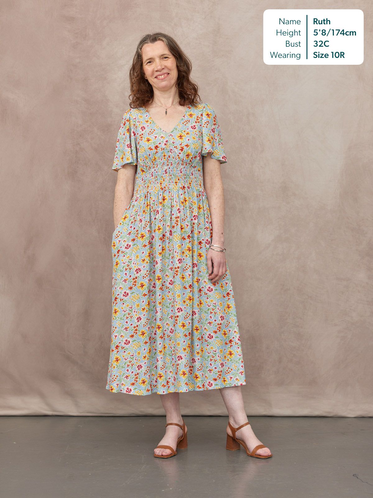 Maddie Short Sleeve Dress -  Light Blue Floral Print
