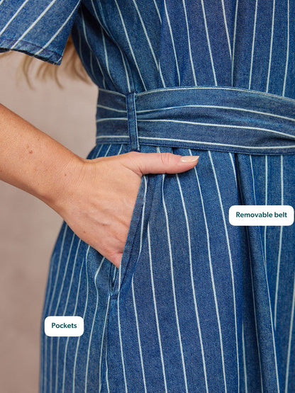 Mel Denim Shirt Dress - Denim Pinstripe