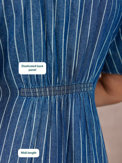 Mel Denim Shirt Dress - Denim Pinstripe