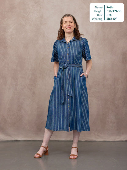 Mel Denim Shirt Dress - Denim Pinstripe
