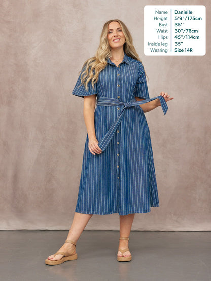 Mel Denim Shirt Dress - Denim Pinstripe