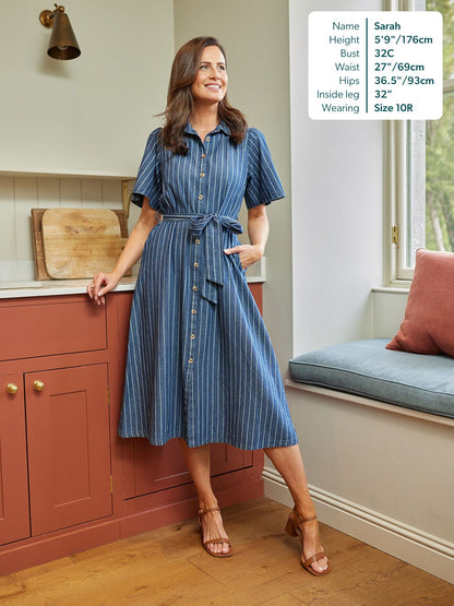 Mel Denim Shirt Dress - Denim Pinstripe